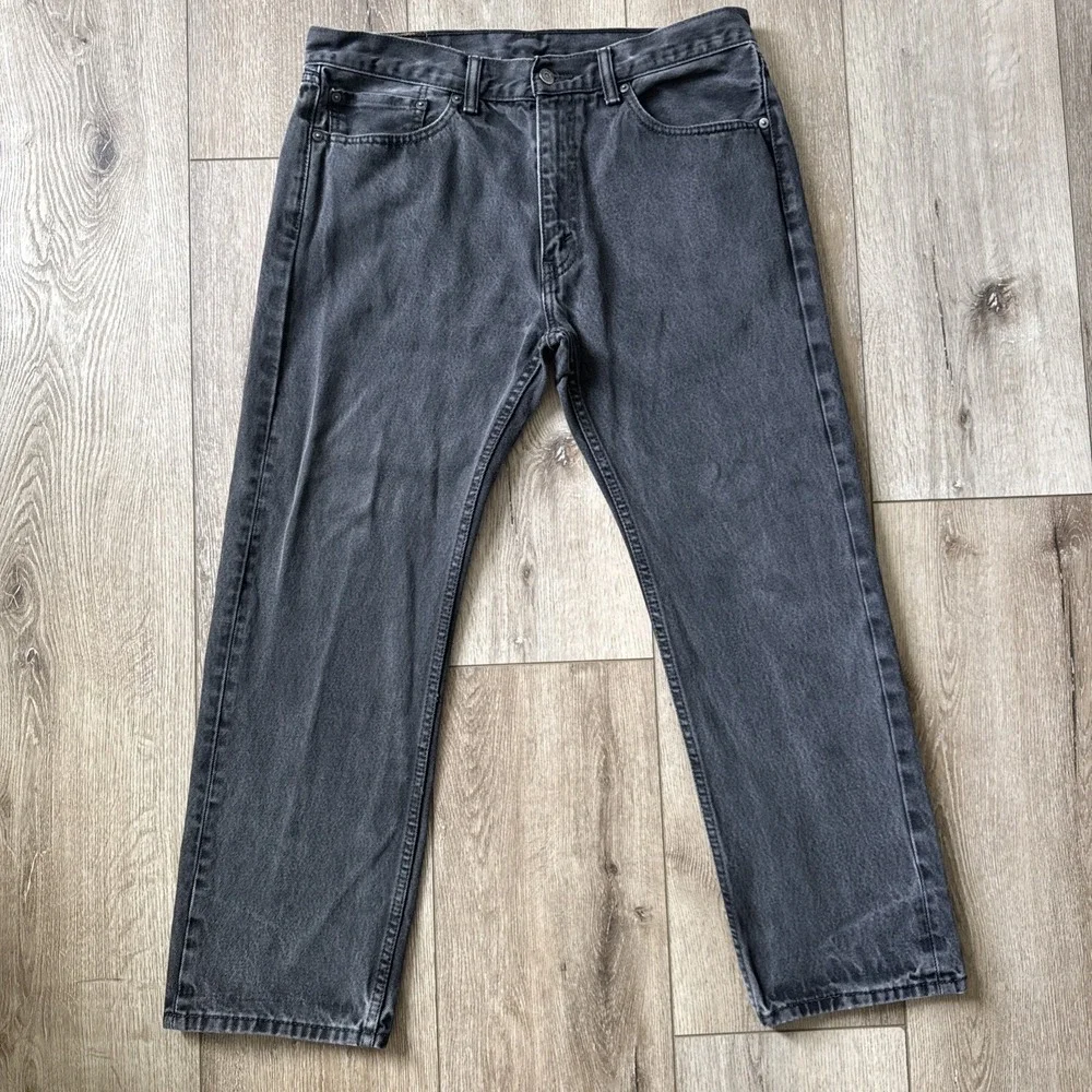 Levi's 505 Men's Straight‎ Leg 36x30 Black Jeans Slight Fade CW 03/15 #1022